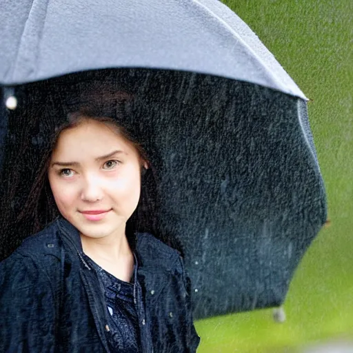 Prompt: girl with an umbrella on a rainy day, profile pic