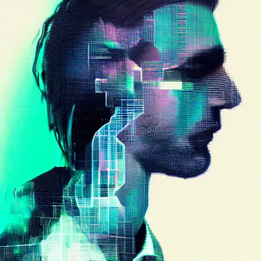 Image similar to expressive portrait of the digitally glitched soul, by Beksinsnki, maze, sharp focus