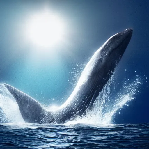 Image similar to portrait photo by national geographic, a stunning blue whale wearing a long billowing flowing white sheet, swimming through the ocean, backlit, 4 d, 4 k, volumetric lighting, photorealistic, light ray, hyperdetailed