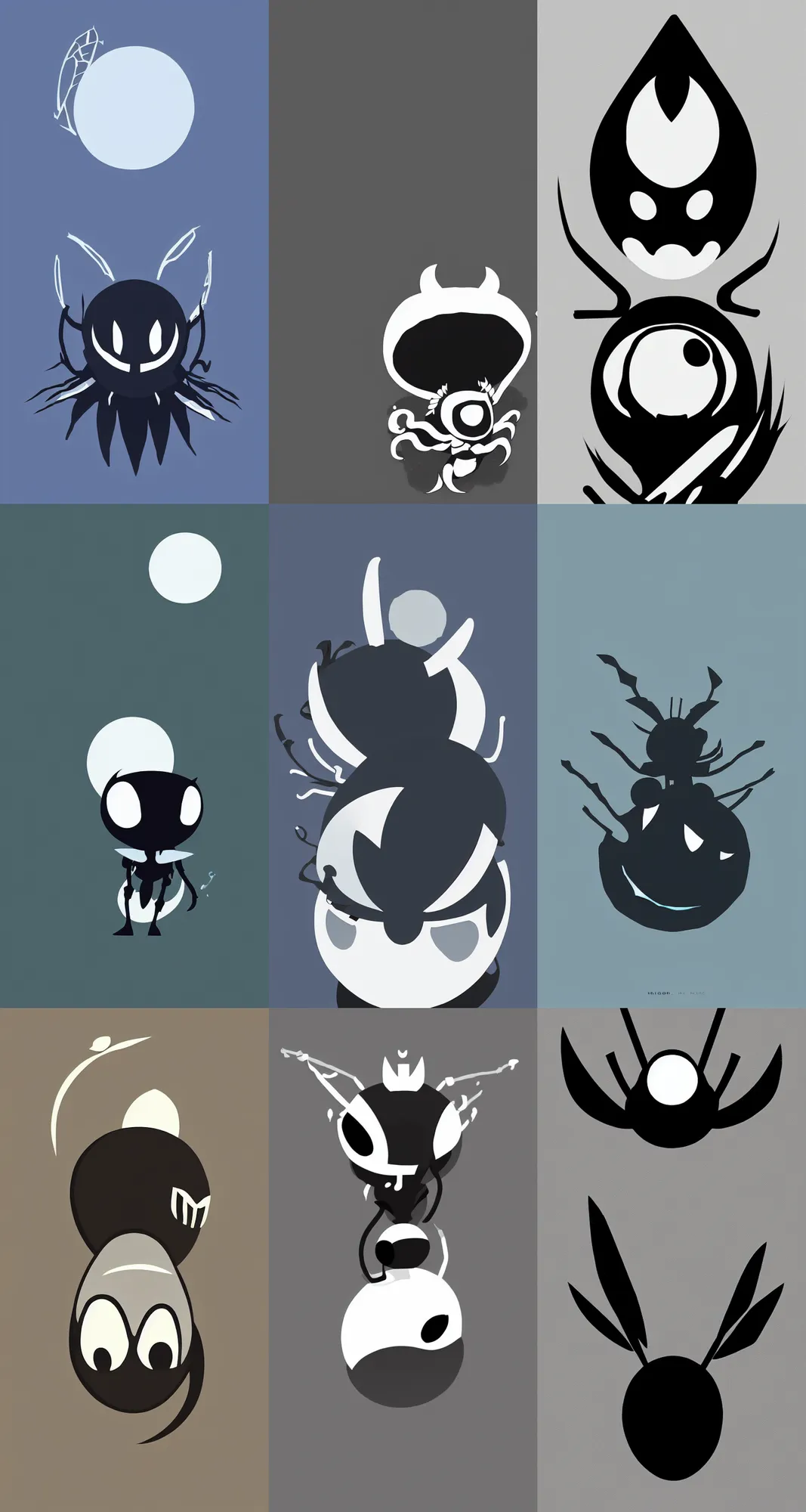 Prompt: hollow knight, horizon, minimalist wallpaper, dark background, desktop background, behance, artstation, deviantart