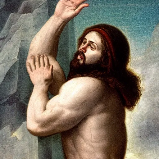 Prompt: jesucrist lifting his hand