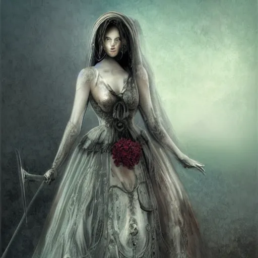 Prompt: the executioner's bride, digital art, dark fantasy, highly detailed