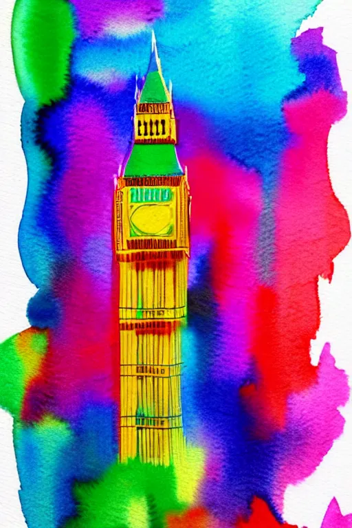 Image similar to minimalist colorful watercolor splash ink art of london