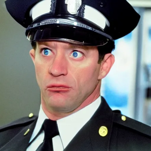 Image similar to Live Action Still of Mahoney in Police Academy (film), real life, hyperrealistic, ultra realistic, realistic, highly detailed, epic, HD quality, 8k resolution, body and headshot, film still