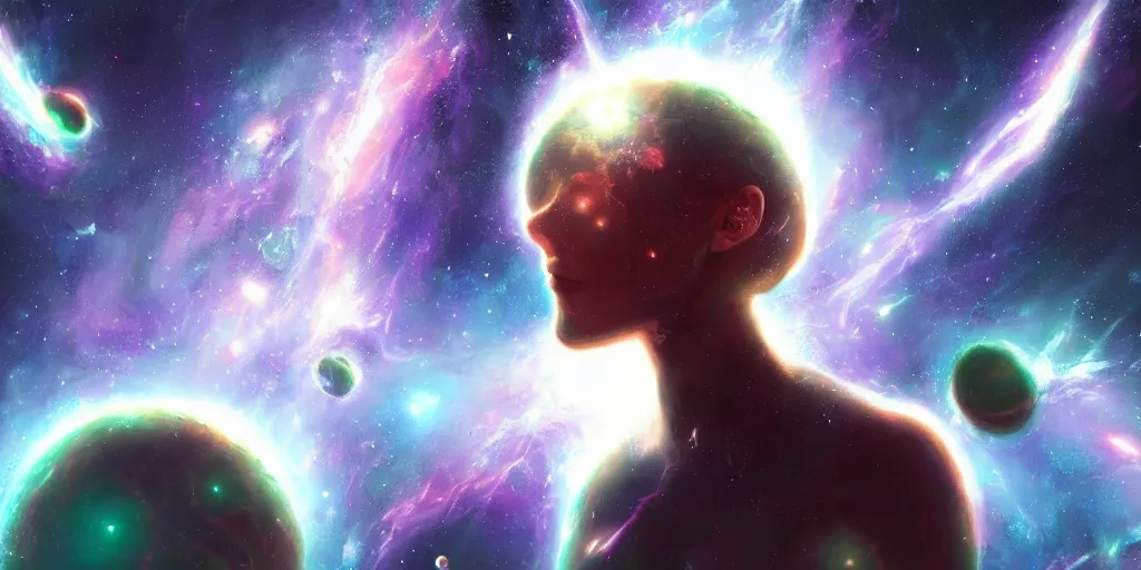 Prompt: galactic diffusion forming an entire universe with its thoughts, concept art, digital illustration, trending on artstation, deviantart, artgerm, epic composition, masterpiece, highly detailed, advanced technique, ambient lighting, wlop, ross draws