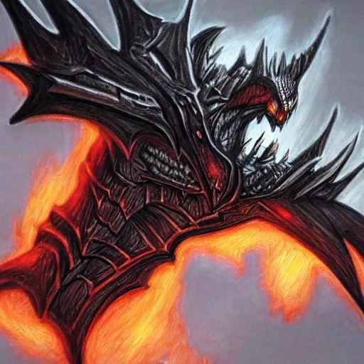 Prompt: photorealistic drawing of deathwing