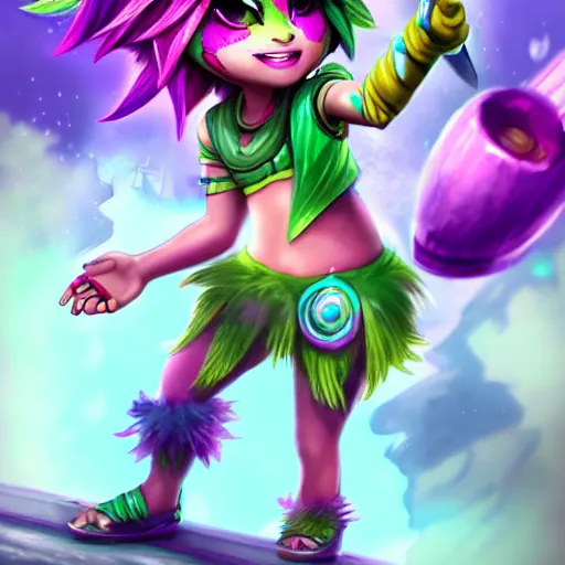 Prompt: Drawing of Neeko from League of Legends, League of Legends champion splashart, Riot Games