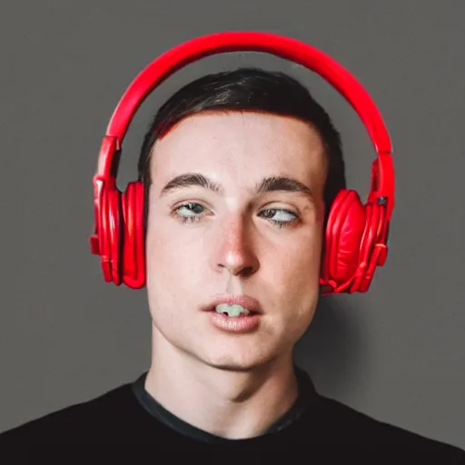 Image similar to crow in red headphones