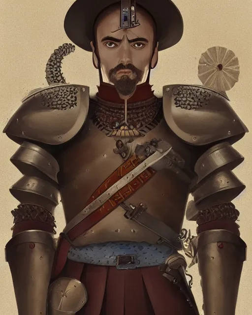 Prompt: ultrarealistic illustration of a spanish conquistador, symmetrical, by daniel zrom and mingchen shen, studio ghibli color scheme, detailed, handsome, anatomy, sharp focus, photography