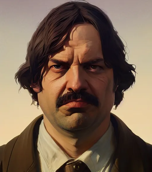 Image similar to Highly detailed portrait balzac in GTA V, Stephen Bliss, unreal engine, fantasy art by Greg Rutkowski, Loish, Rhads, ferdinand knab, Makoto Shinkai and Lois van baarle, ilya kuvshinov, rossdraws, Tom Bagshaw, global illumination, radiant light, detailed and intricate environment