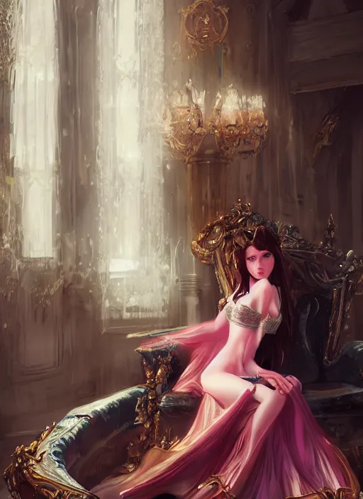 Image similar to princess on her throne by wlop