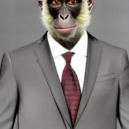 Prompt: a photo of a monkey in a suit