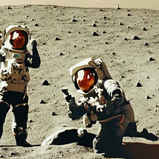 Image similar to 3 men drinking a beer on the moon as the earth explodes in the background