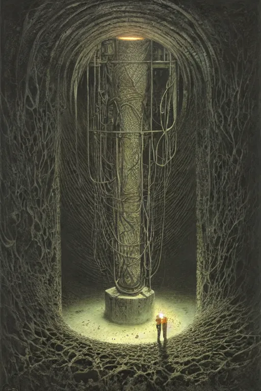 Image similar to down the well by giger, zdzisław beksinski, greg rutkowski