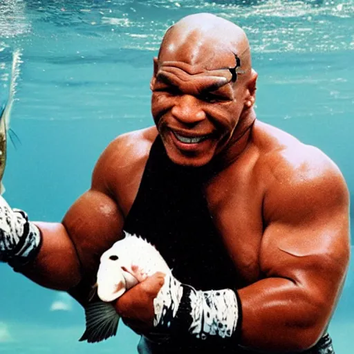 Image similar to mike tyson with a fish body