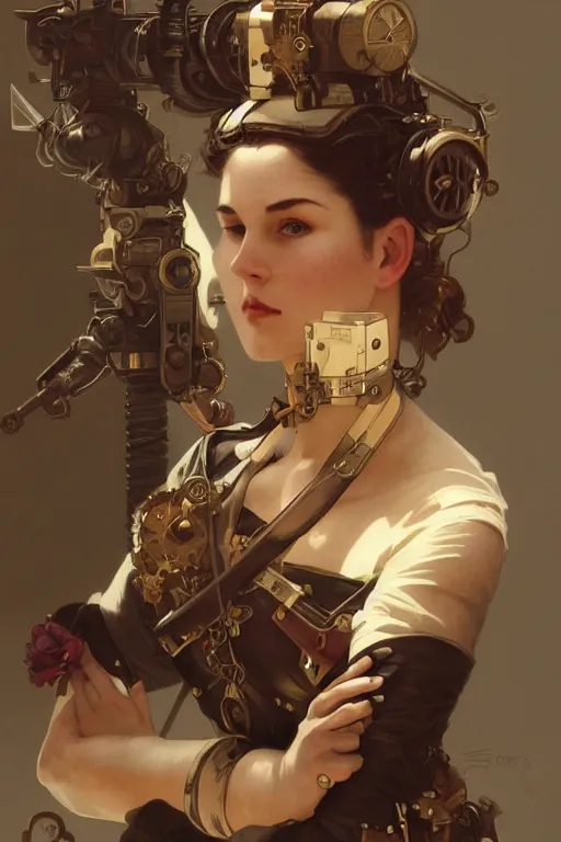 Prompt: a female steampunk pilot, googles, arcane, intricate, elegant, highly detailed, digital painting, artstation, concept art, smooth, sharp focus, illustration, art by artgerm and greg rutkowski and alphonse mucha and william - adolphe bouguereau