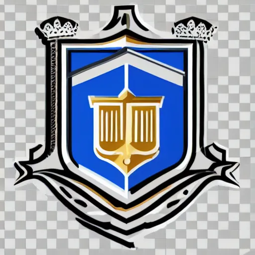 Image similar to high school badge, private school, coat of arms, isometric