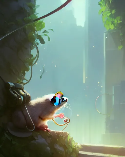 Prompt: highly detailed vfx portrait of a cute little rat with a bow, unreal engine, greg rutkowski, loish, rhads, beeple, makoto shinkai and lois van baarle, ilya kuvshinov, rossdraws, tom bagshaw, alphonse mucha, global illumination, detailed and intricate environment