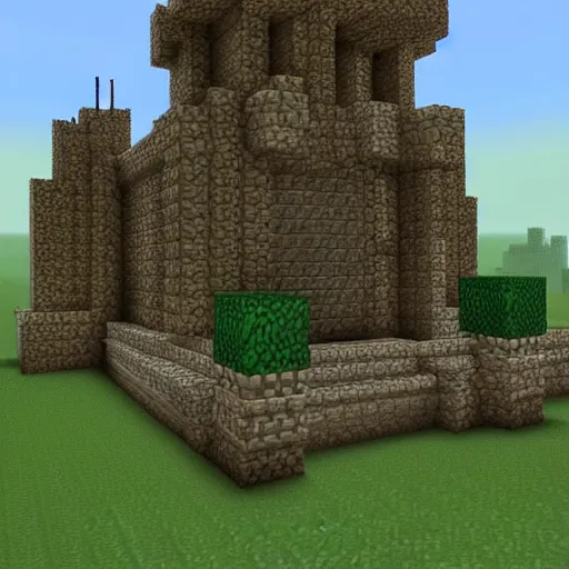 Image similar to a castle with vines growing on it, Minecraft build