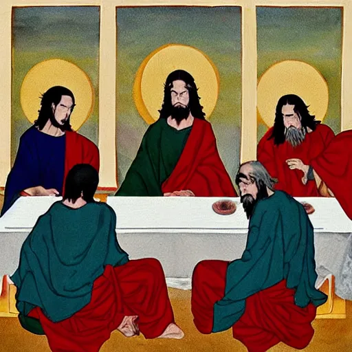 Prompt: Akatsuki in The Last Supper painting