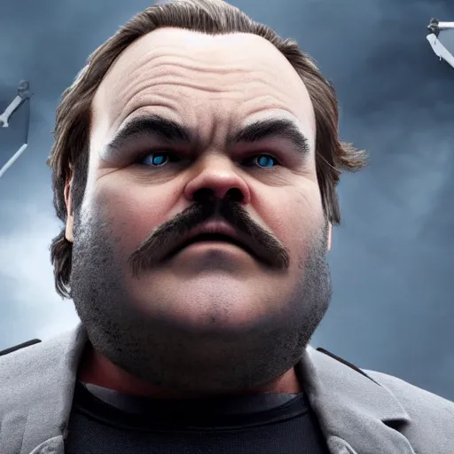 Image similar to jack black in the movie oblivion, highly detailed, 8 k