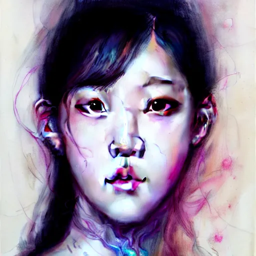 Image similar to jisoo of blackpink, hyper realistic portrait, fractals, by karol bak and agnes cecile, fantasy art, photo realistic, dynamic lighting, artstation, poster, volumetric lighting, very detailed face, 8 k, award winning