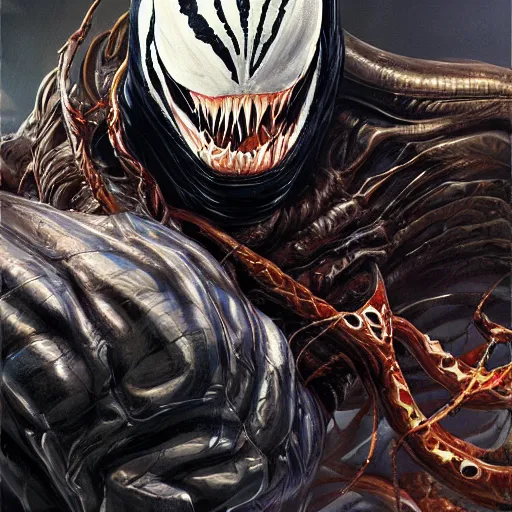 Image similar to venom the symbiote wearing gucci clothes | venom movie | cinematic lighting | award - winning | closeup portrait | by donato giancola and mandy jurgens and charlie bowater | featured on artstation | pencil sketch | sci - fi alien