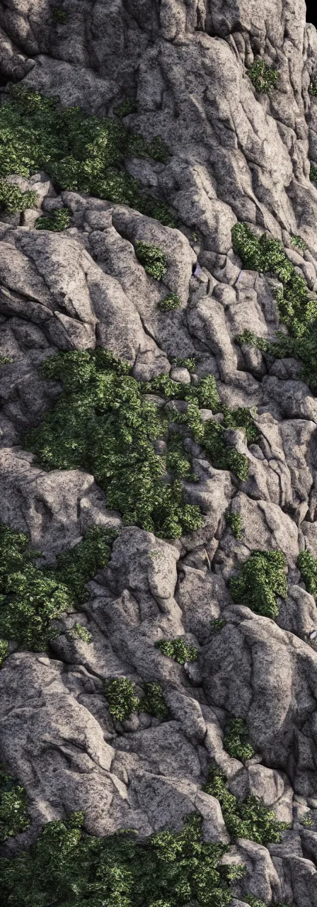 Prompt: a wet mountainous rock cliff face, octane render, at night