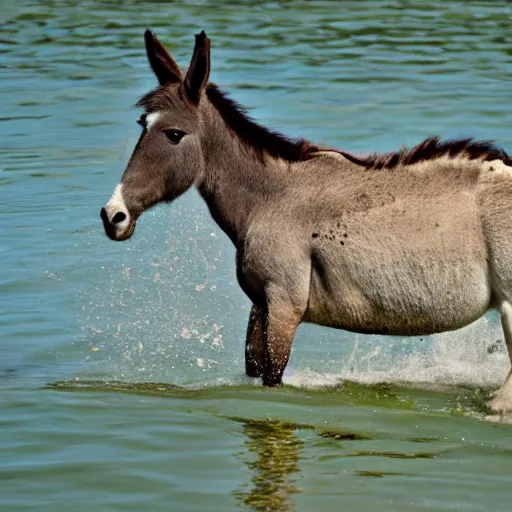 Prompt: a donkey and a piranha hybrid, pironkey, equine - fish