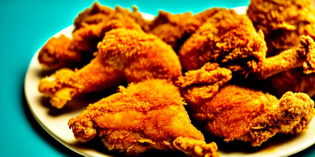 Image similar to photo of fried chicken, close - up, low saturation, diffuse light