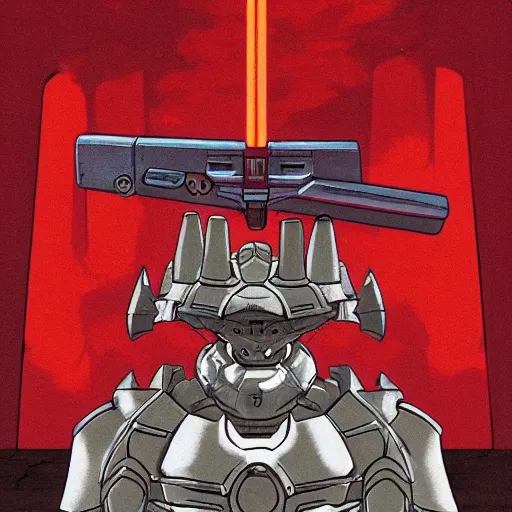 Image similar to the doomslayer, art by studio ghibli symmetry!!
