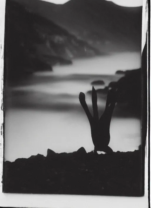 Image similar to impossible, black and white photograph