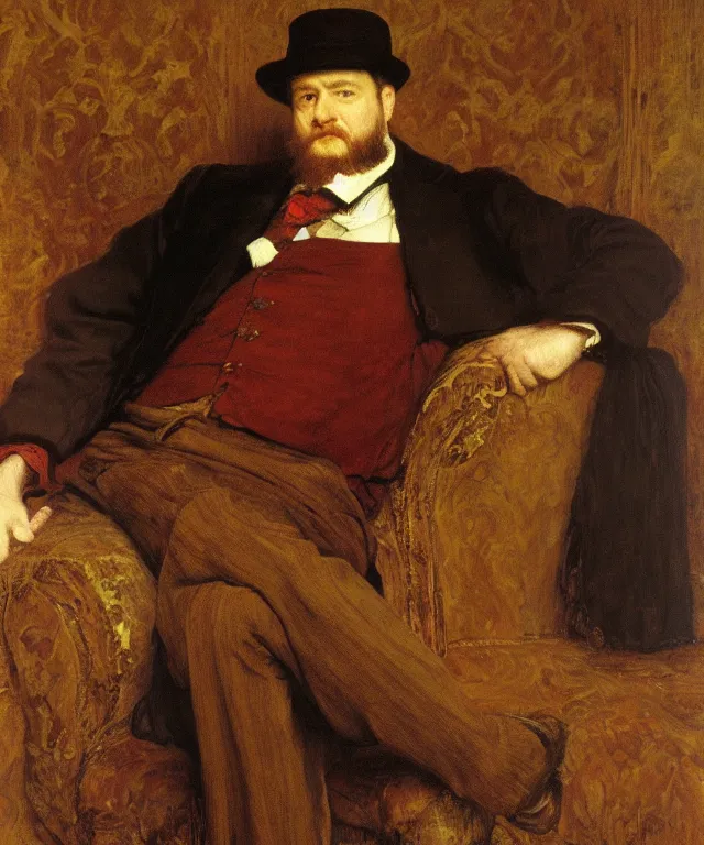 Image similar to a beautiful victorian painting of a distinguished gentleman, by william holman hunt, john everett millais, george frederic watts, trending on artstation