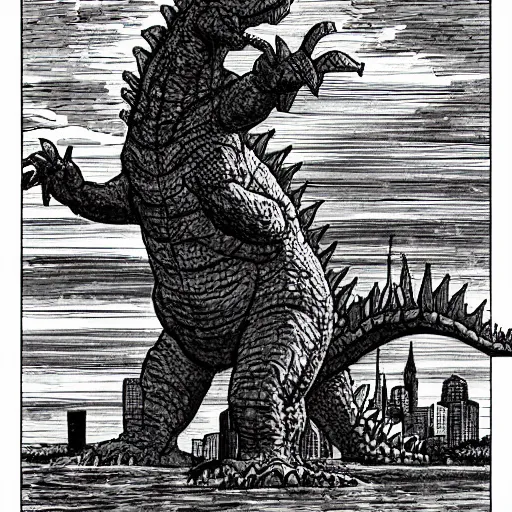 Image similar to godzilla attacking albany new york
