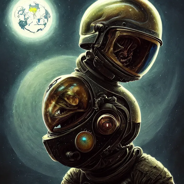 Image similar to epic professional digital art of tormented astronaut in helmet, painted,, terror, leesha hannigan, wayne haag, reyna rochin, ignacio fernandez rios, mark ryden, iris van herpen, best on artstation, best on cgsociety, epic, stunning, gorgeous, much wow, cinematic, masterpiece