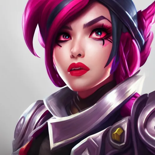 Image similar to portrait of Vi from League of Legends, by Fortiche Studio, by Riot Games, from Netflix's Arcane, trending on artstation,fine details, realistic shaded, fine-face, painted texture, pretty face