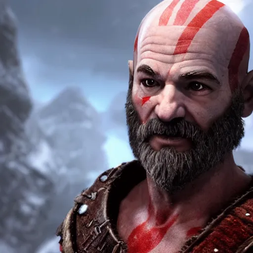 Image similar to bill murray as the protagonist of god of war, screenshot