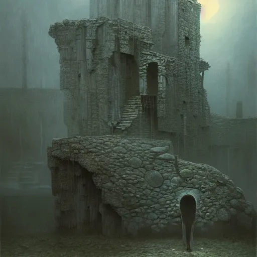 Image similar to ( ( ( ( ( by beksinski ) ) ) ) ), by zawadzki, victorian fables, haunting, photorealism, octane render, highly detailed, 8 k,