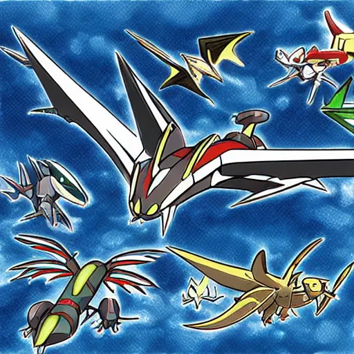 Prompt: steel type aeroplane dragon pokemon, ken sugimori art
