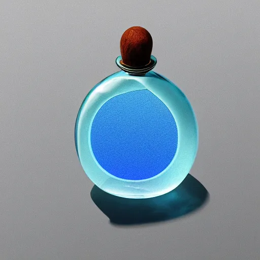 Prompt: perfume bottle centered in cool blue ripples in water