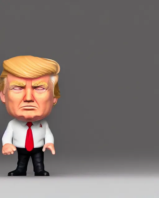 Image similar to full body 3d render of donald trump as a funko pop, studio lighting, white background, blender, trending on artstation, 8k, highly detailed