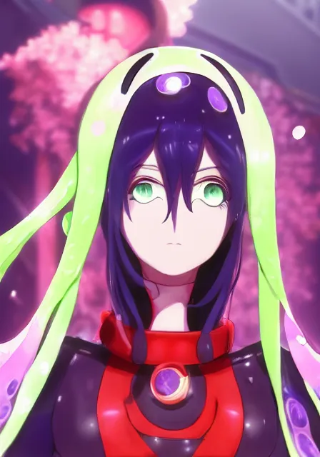 Image similar to portrait of a beautiful slime woman by aramaki shinji, tsurumaki kazuya, smug, 8 k, hd, saturated, flcl, hyperreality, fate grand order, symmetry