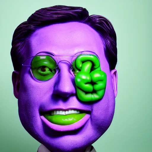 Prompt: hyperreal lifelike corporate portrait, anthropomorphic edible piechart, snake oil ceo, uncle aloysius family medicine depot, purple green color scheme, detailed lifelike facial features, professional studio lighting