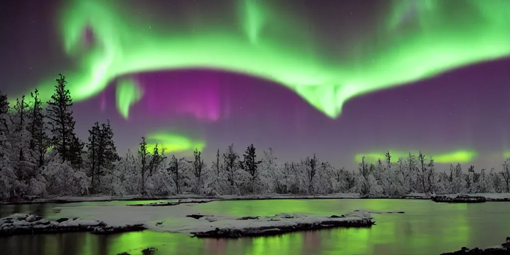 Image similar to aurora borealis in a kitchen