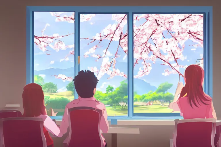 a beautiful picture of people in classroom, anime,, Stable Diffusion