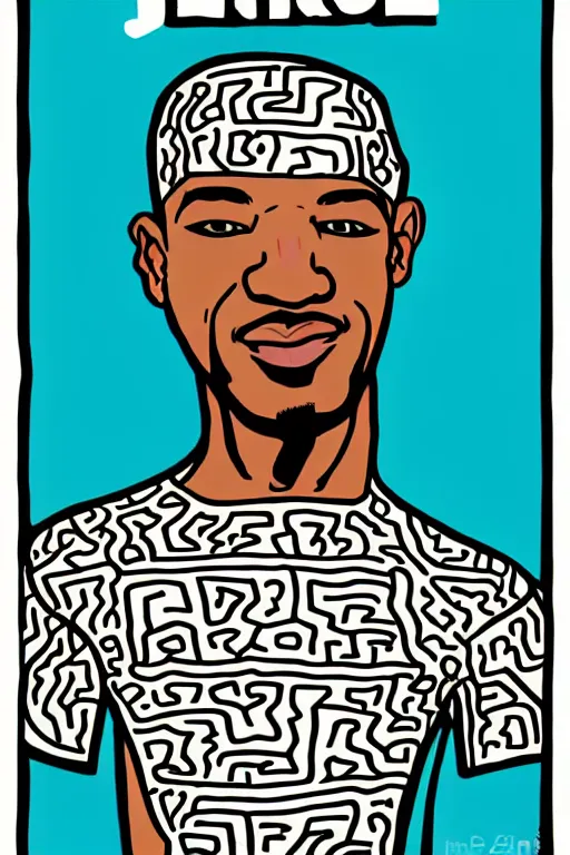 Image similar to Poster illustration of Ja Rule, Keith Haring style