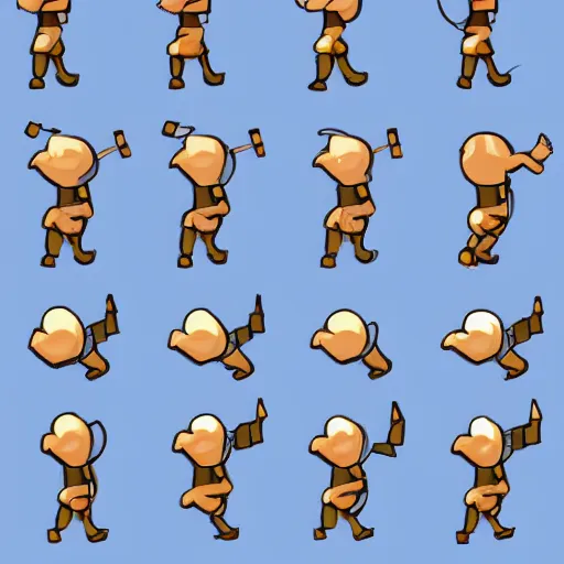 Prompt: spritesheet of a walk cycle animation