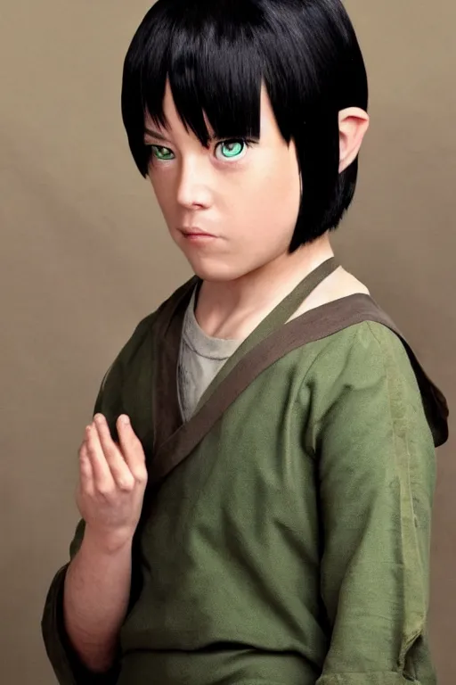 Image similar to a photo of real life toph from avatar