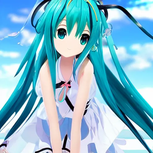 Prompt: miku from visual novel game everlasting summer