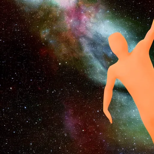 Prompt: A translucent transparent human floating in a galaxy, award-winning